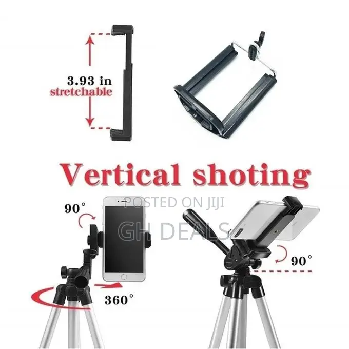 ARHANORY 1.1M Tripod Stand Set for Phone Camera - Silver