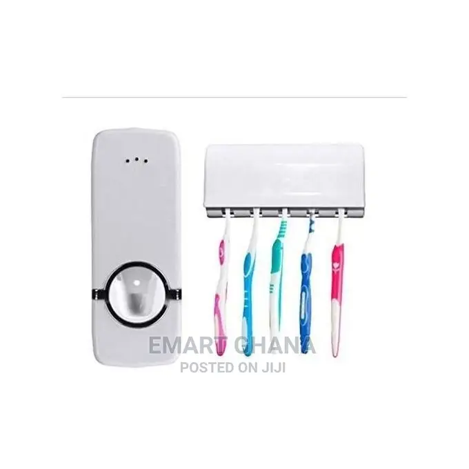 Touch Me Toothpaste Dispenser + 5 Slot Tooth Brush Holder