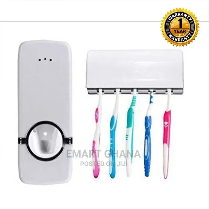 Touch Me Toothpaste Dispenser + 5 Slot Tooth Brush Holder