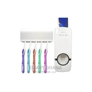 Touch Me Toothpaste Dispenser + 5 Slot Tooth Brush Holder