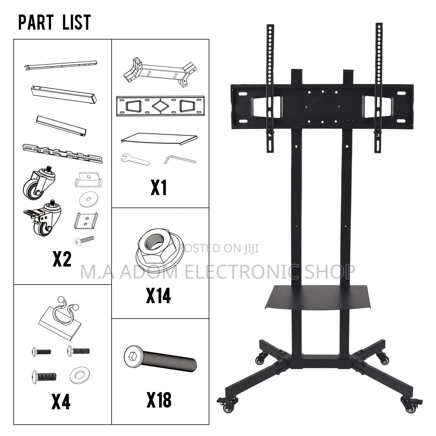 Portable Rolling Tv Cart for Led Tv With Wheels 32”-70”