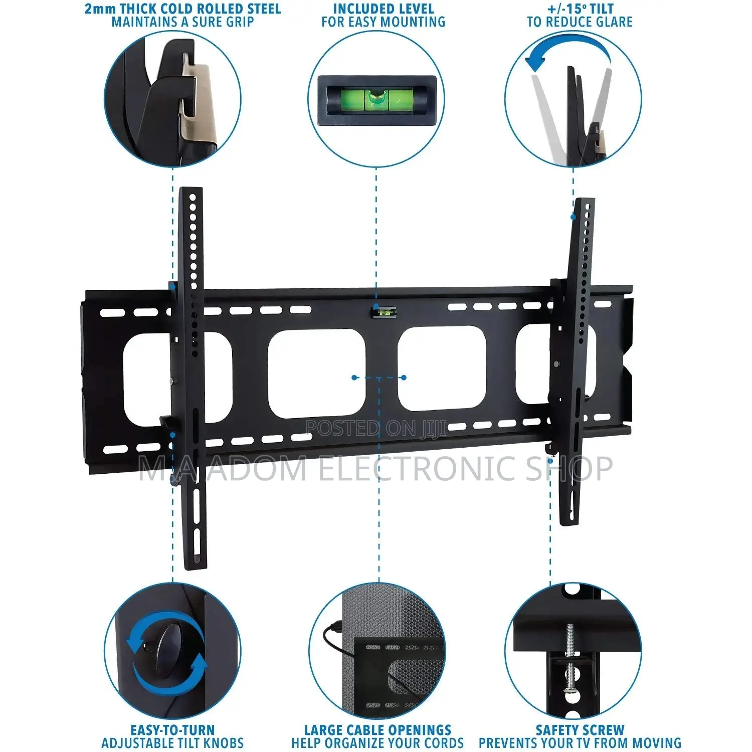 Heavy-Duty Tilting Low Profile Wall Mount for 32-65" Display