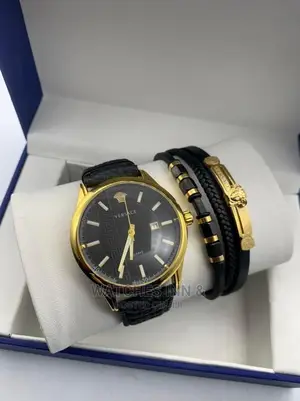 Versace Leather Watch and Bracelet