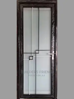 Outside Open Bathroom Tempered Glass Door+Frame+Handle Set