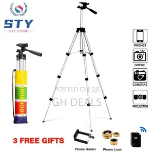 ARHANORY 1.1M Tripod Stand Set for Phone Camera - Silver
