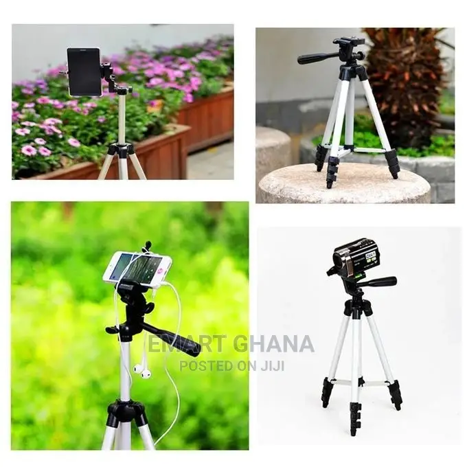 ARHANORY 1.1M Tripod Stand Set for Phone Camera - Silver