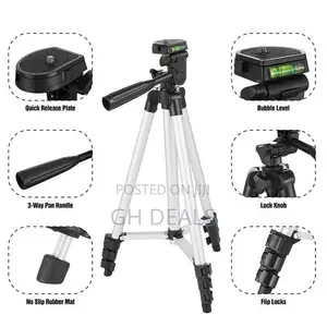 ARHANORY 1.1M Tripod Stand Set for Phone Camera - Silver