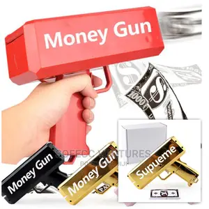 Money Gun In Gold Color+ Moneystack+Stickers+Battery