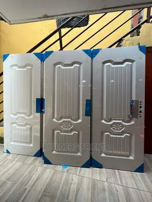 New Modernized Metal Plated Wooden Door+Frame+Locks Set