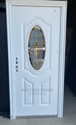 Single Luxury Standard Steel Metalic Door With Glass Inbuilt