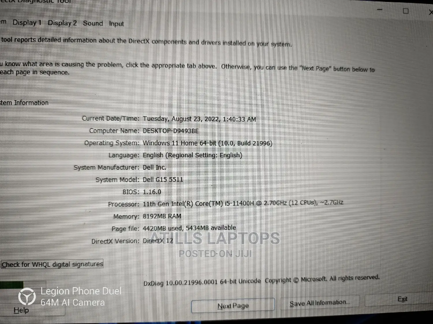 Laptop Dell G15 5511 16GB Intel Core I5 SSD 512GB