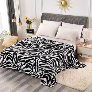 Zebra Skin Flannel Throw Blanket