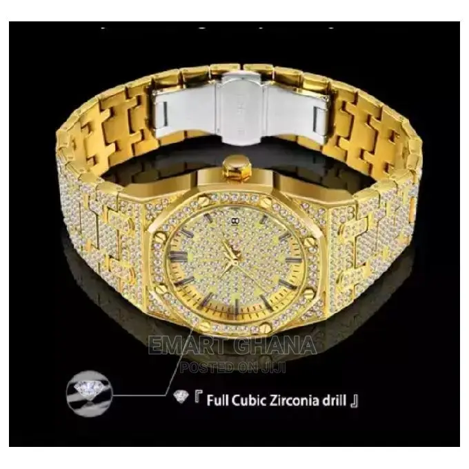 Gold Plated Luxury Diamond Watch - Gold