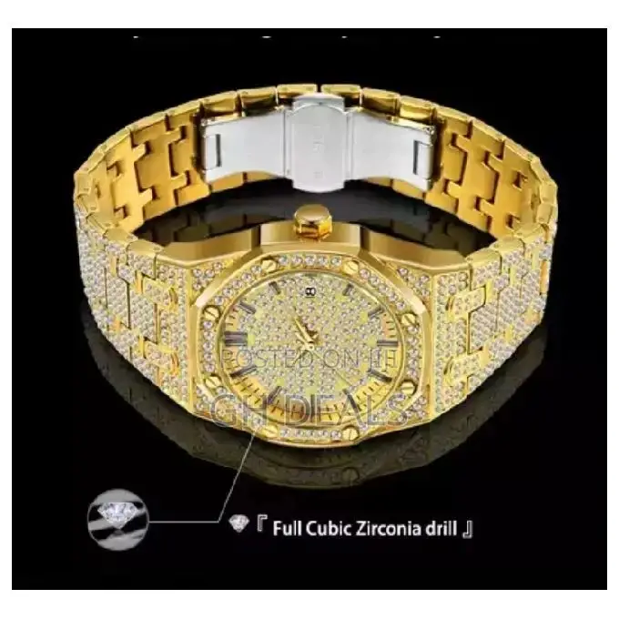 Gold Plated Luxury Diamond Watch - Gold