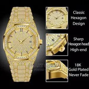 Gold Plated Luxury Diamond Watch - Gold