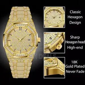 Gold Plated Luxury Diamond Watch - Gold