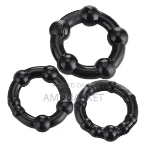 3 Pcs Set Penis Erection Beaded Cockrings. Delay Ejaculation