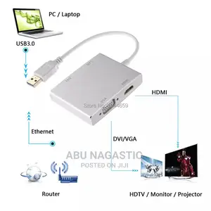 USB 3.0 Hub to 4k Hdmi Vga Dvi Rj45 Adapter Converter