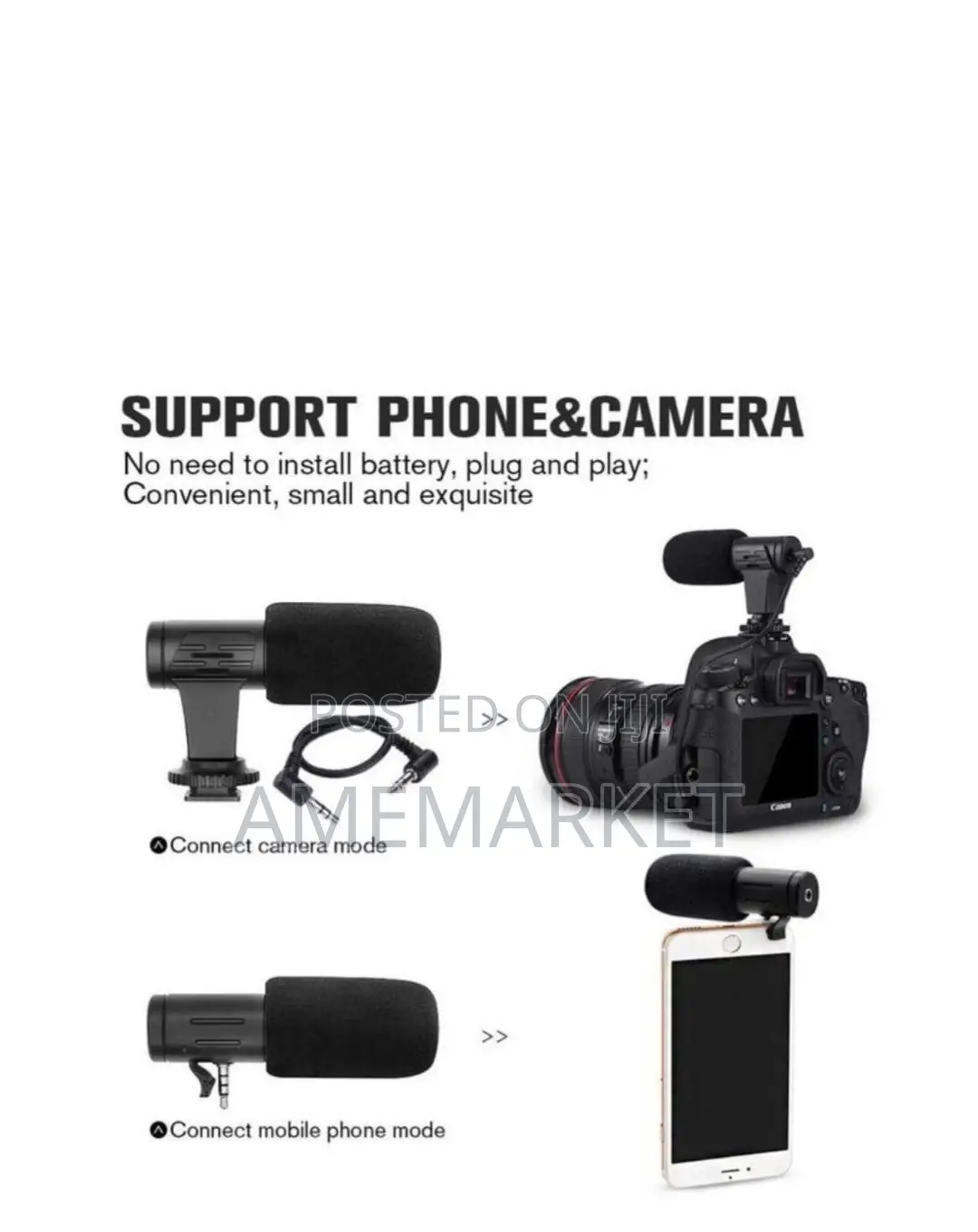Youtube Vlog Kit Set. Phone Mic Video Light Stand - 5.2feet