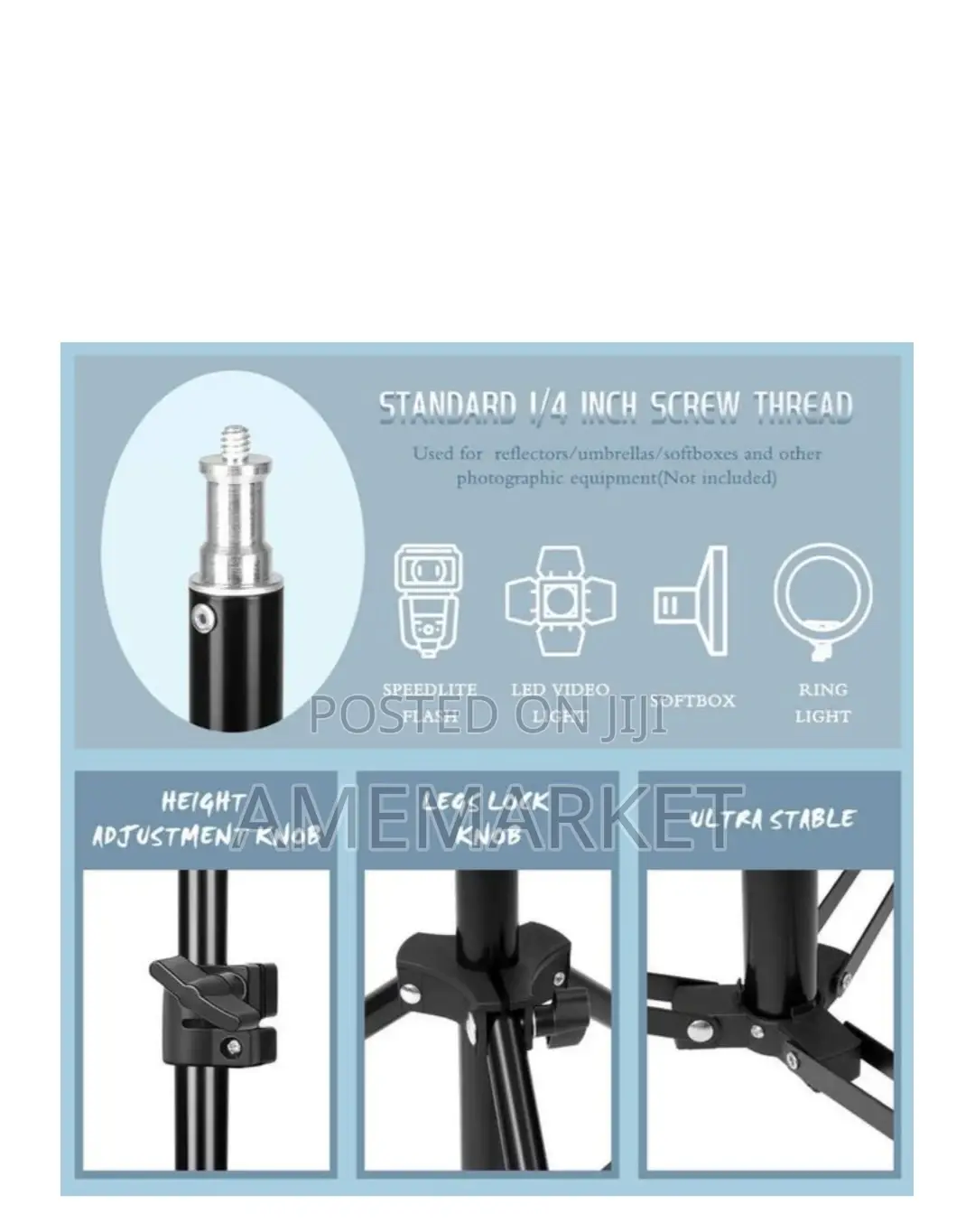 Youtube Vlog Kit Set. Phone Mic Video Light Stand - 5.2feet