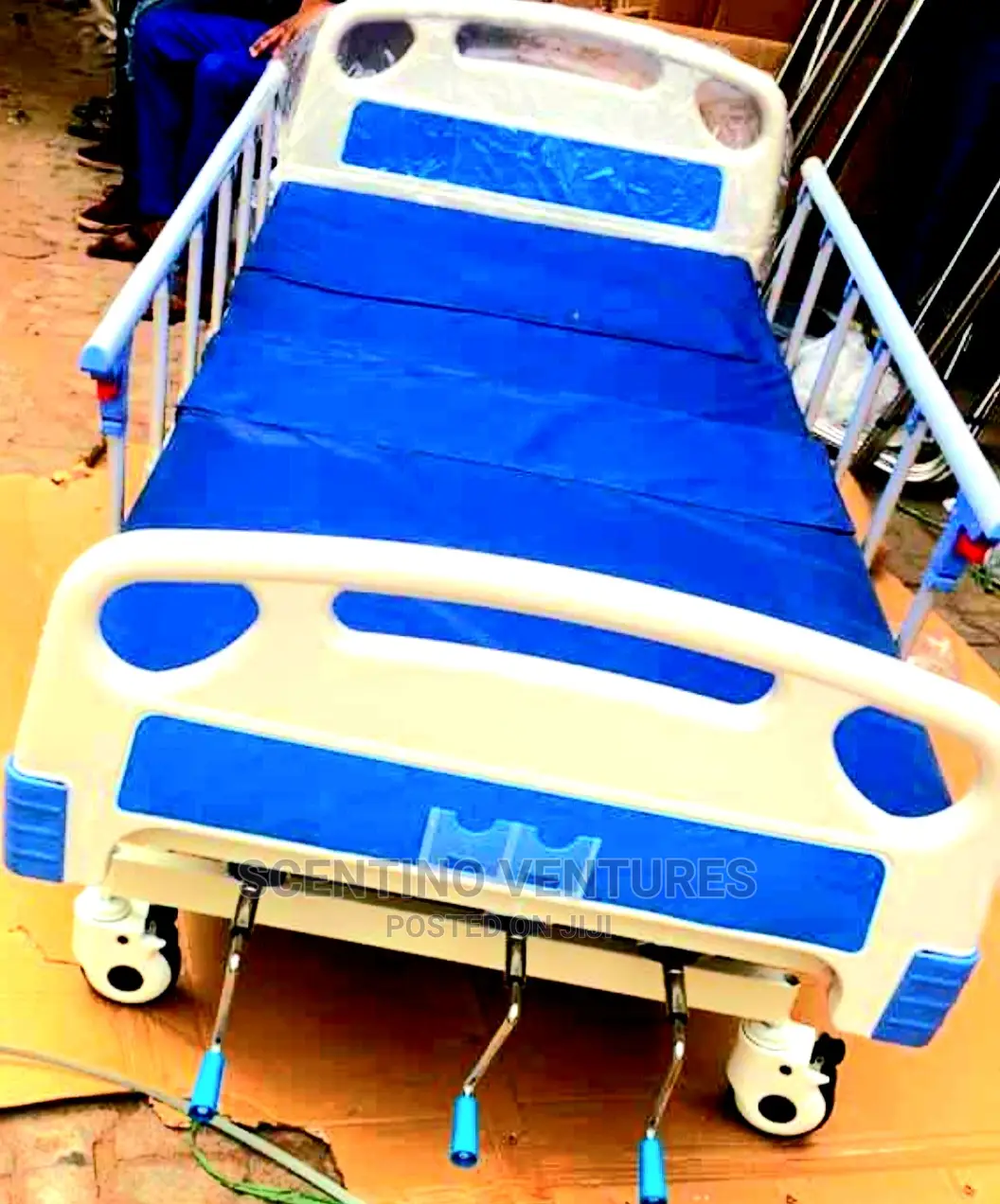 3 Crank Hospital Bed With Mattress and Accessories