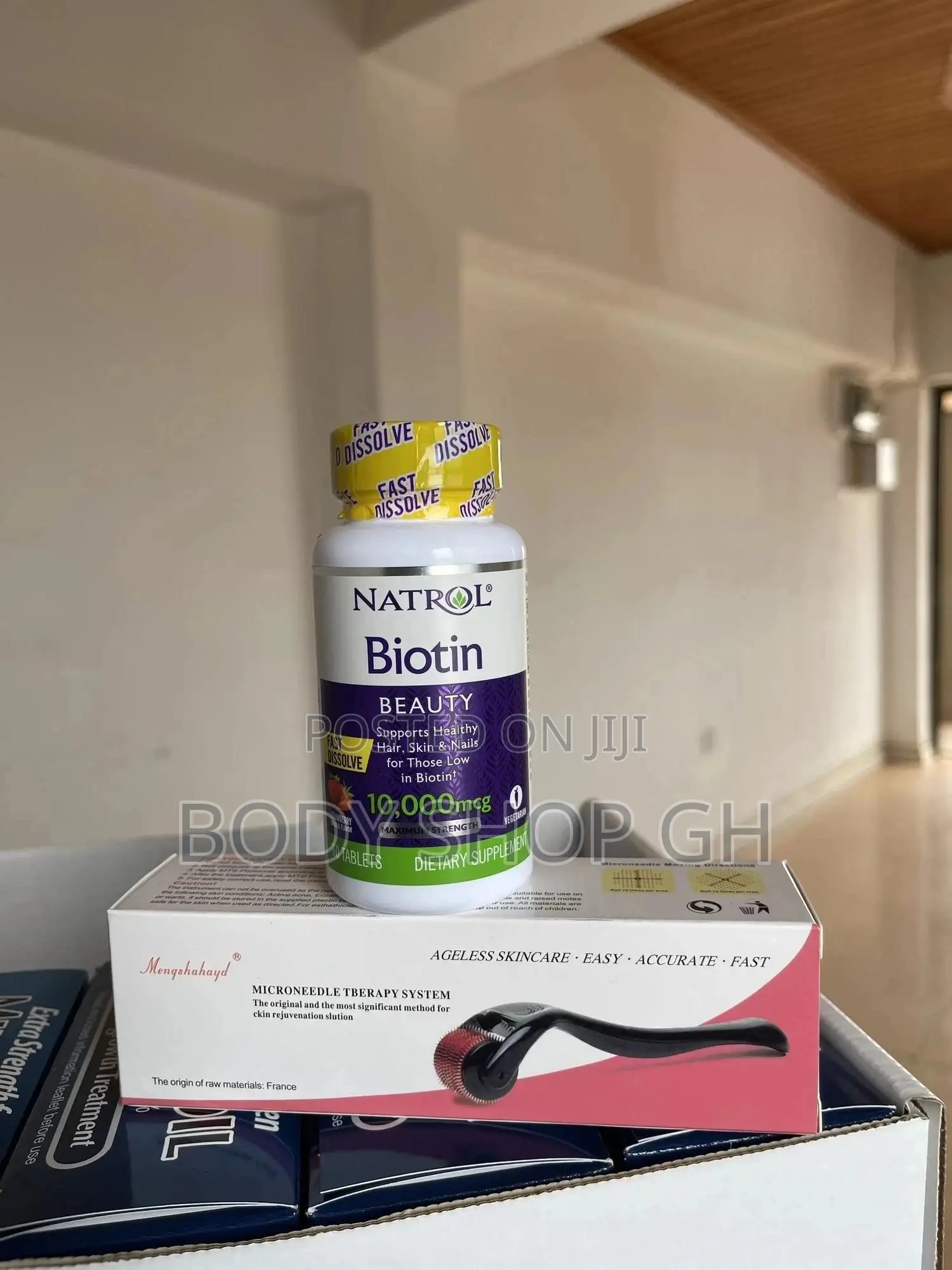 Derma Roller + Natrol Biotin(10,000mcg) Hairloss Treatment