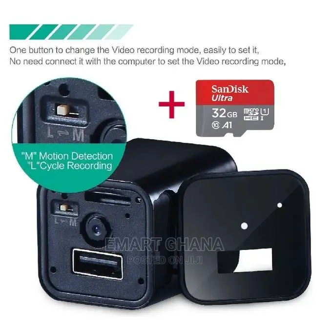 Usb Charger Spy Camera - Black