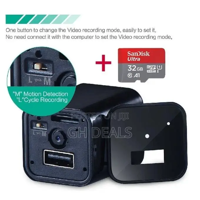 Usb Charger Spy Camera - Black