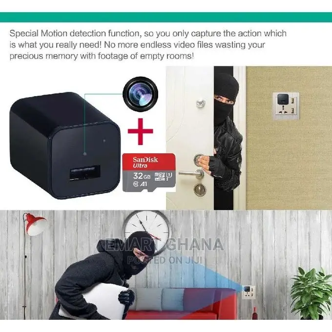 Usb Charger Spy Camera - Black