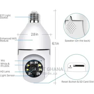 1080P E27 Wifi IP PTZ Security Camera, Color, With Automatic