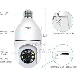 1080P E27 Wifi IP PTZ Security Camera, Color, With Automatic