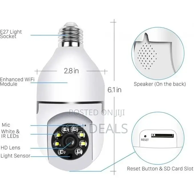 1080P E27 Wifi IP PTZ Security Camera, Color, With Automatic