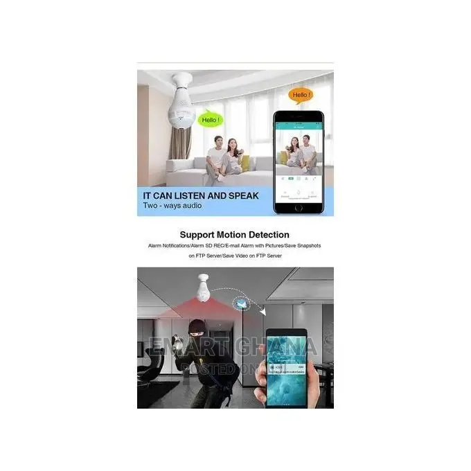Mini Panoramic Bulb Camera HD 1080P 360 Degree Fisheye Wifi