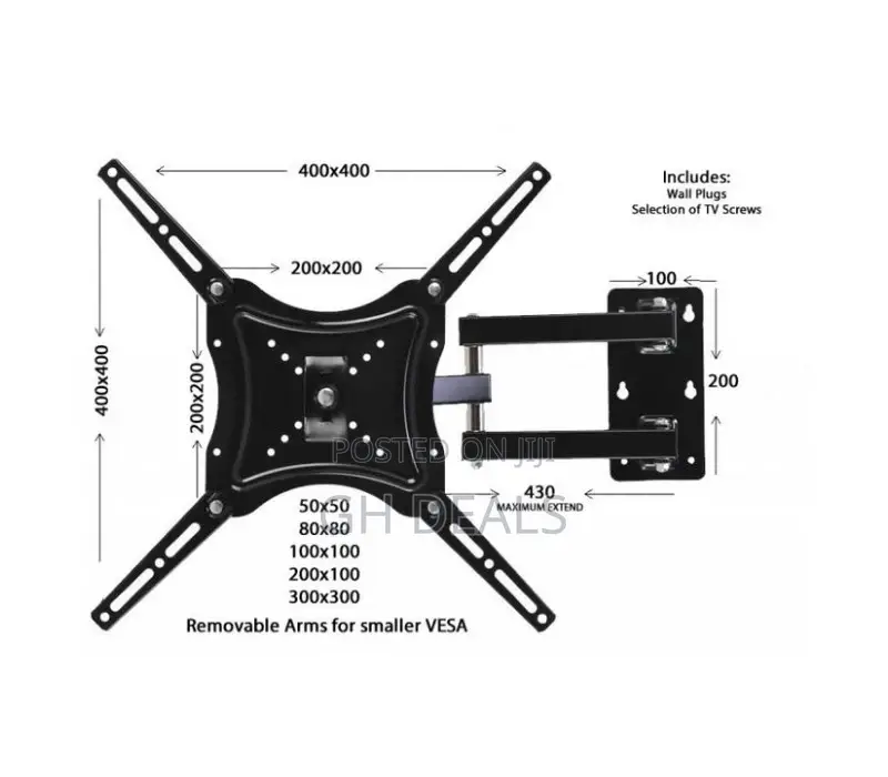 HDL-117B-2 Adjustable TV Wall Mount - Black