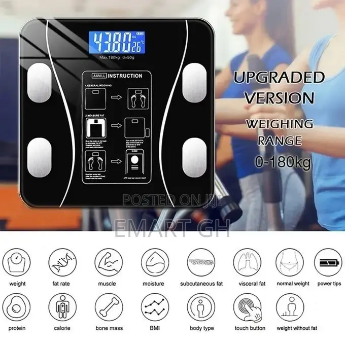 Body Fat Digital Bathroom Weight Scale - Black