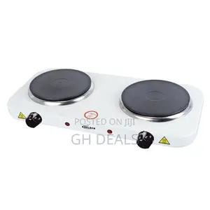 Delron 2 Burner Electric Hot Plate - White - 2000W