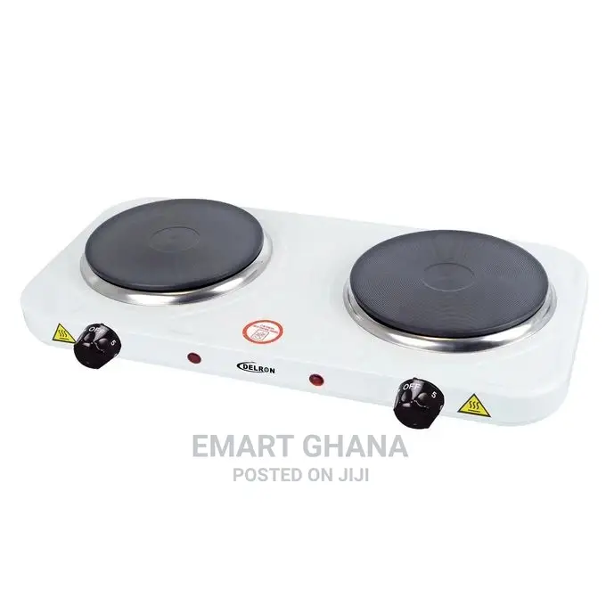 Delron 2 Burner Electric Hot Plate - White - 2000W
