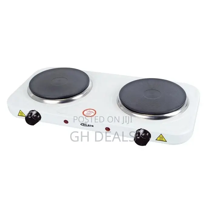 Delron 2 Burner Electric Hot Plate - White - 2000W