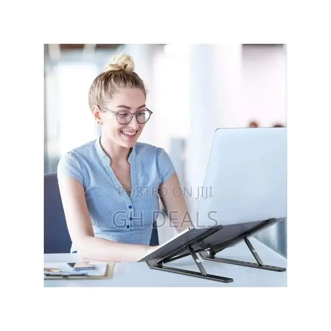 Adjustable Folding Laptop Holder /Stand - Black