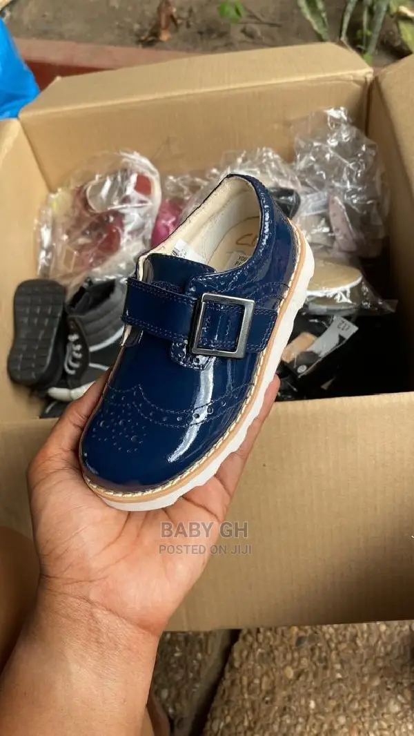 Navy Boys Clarks With Buckle