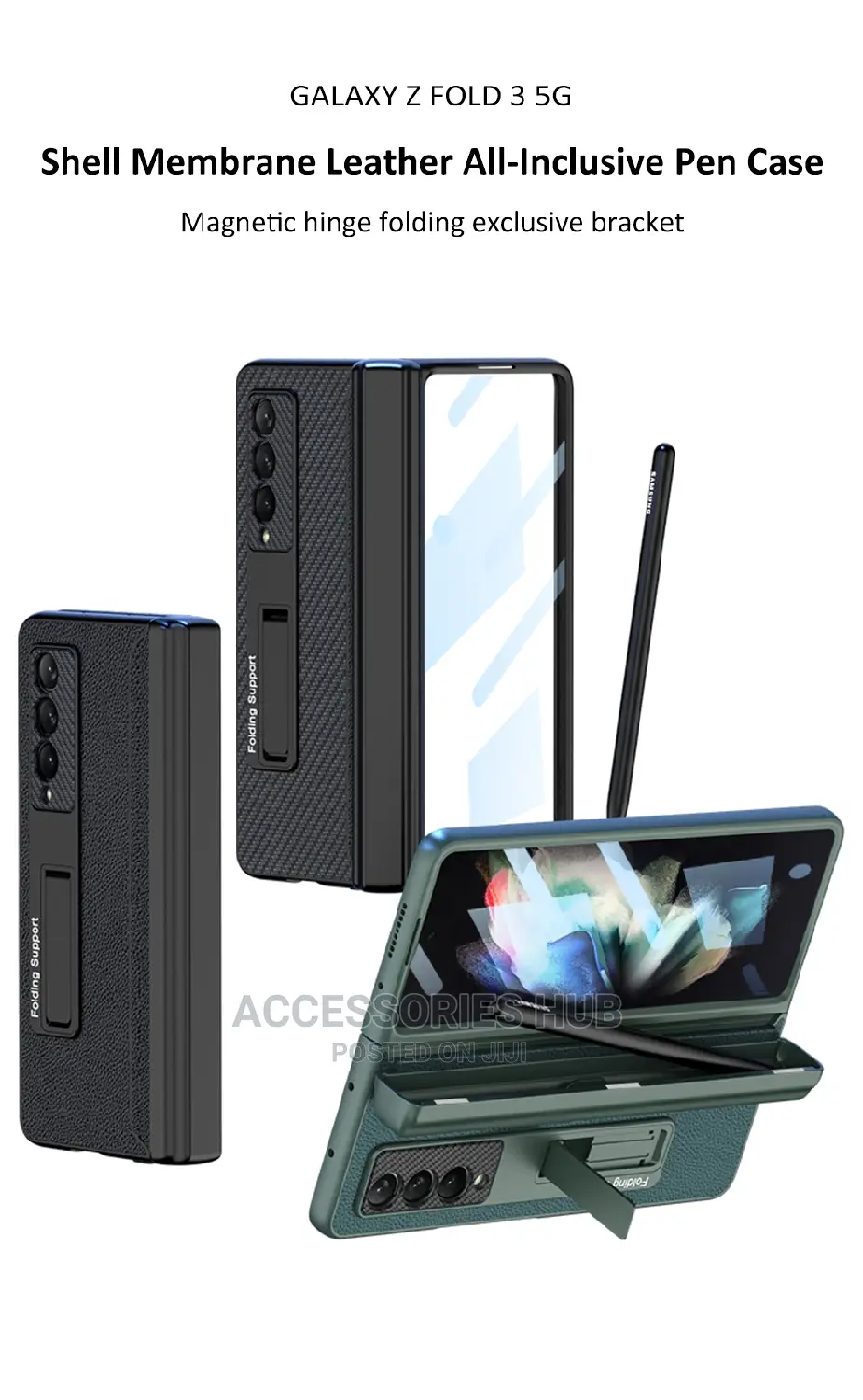 Z Fold 3 Case With Pen Slot and Inbuilt Glass Screen