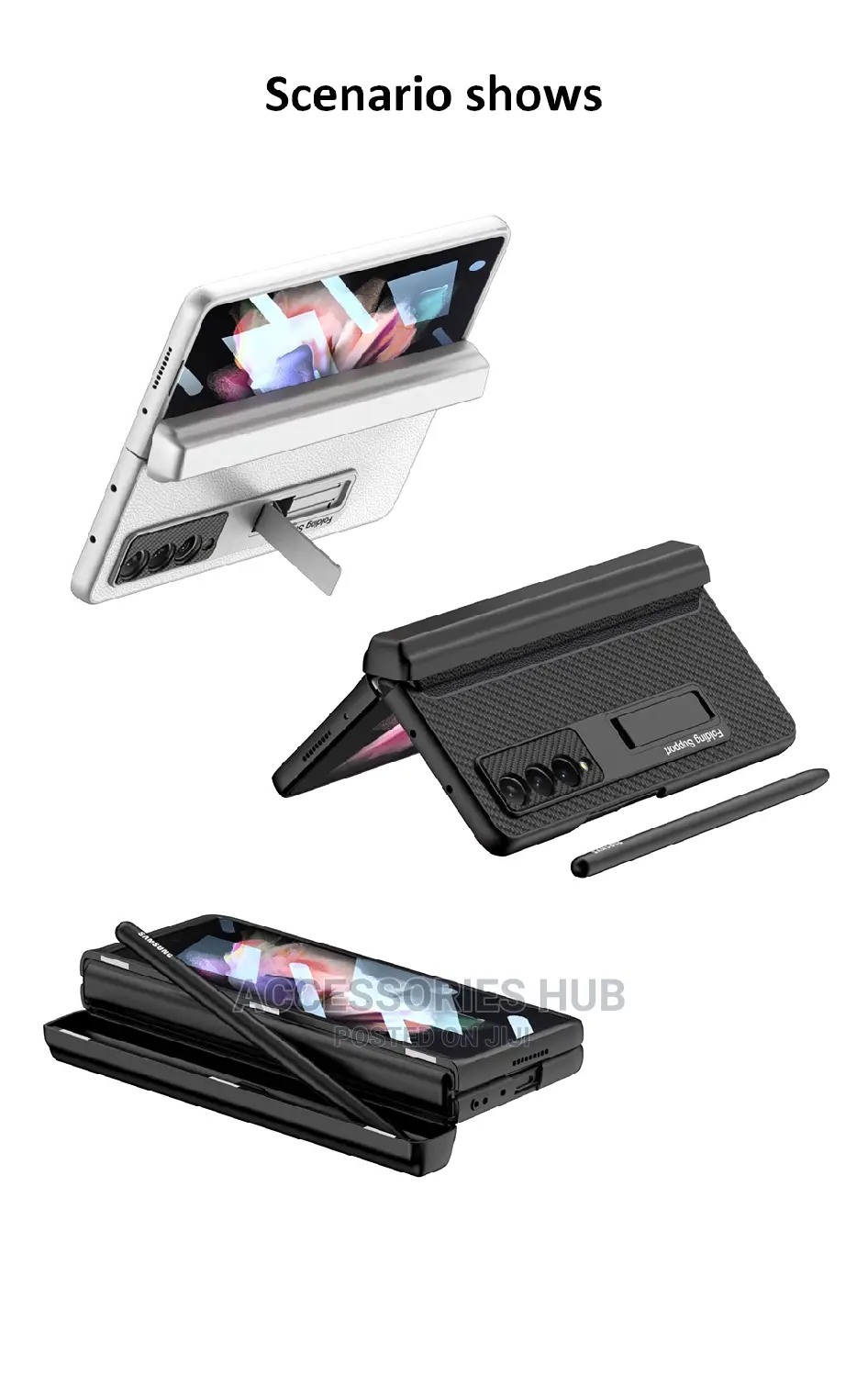 Z Fold 3 Case With Pen Slot and Inbuilt Glass Screen