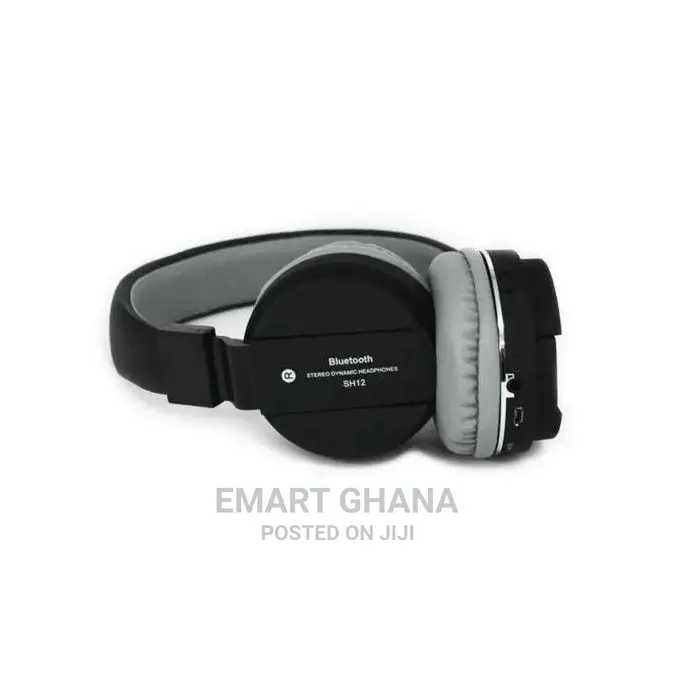 SH SH-12 Wireless Foldable Headphone - Black