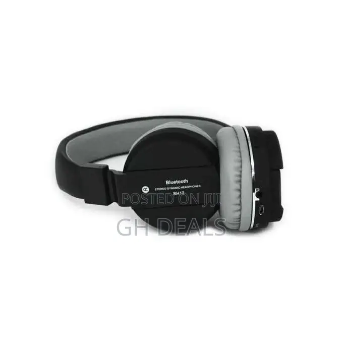 SH SH-12 Wireless Foldable Headphone - Black