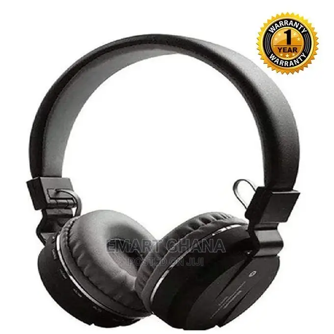 SH SH-12 Wireless Foldable Headphone - Black