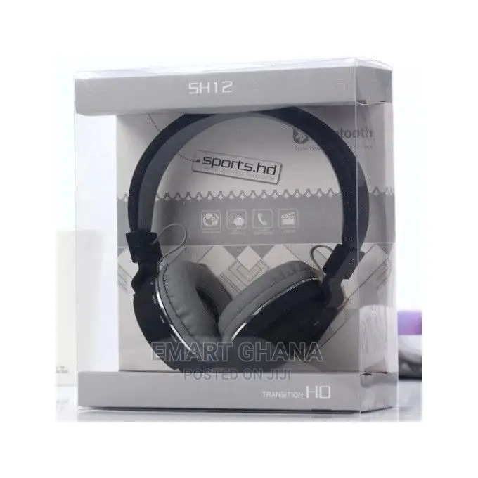 SH SH-12 Wireless Foldable Headphone - Black