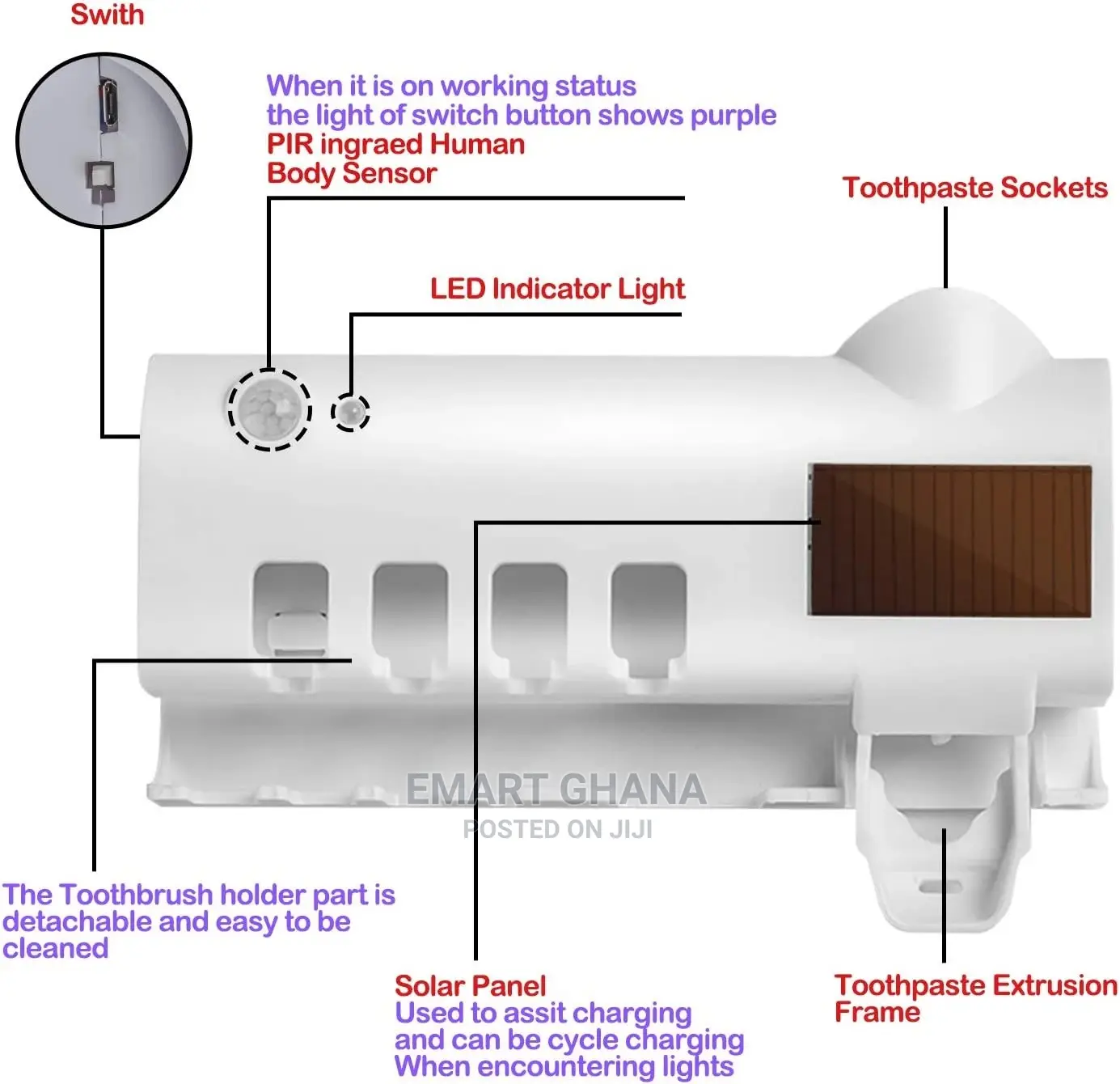 UV Sterilizer Toothbrush Holders Toothpaste Dispensers -