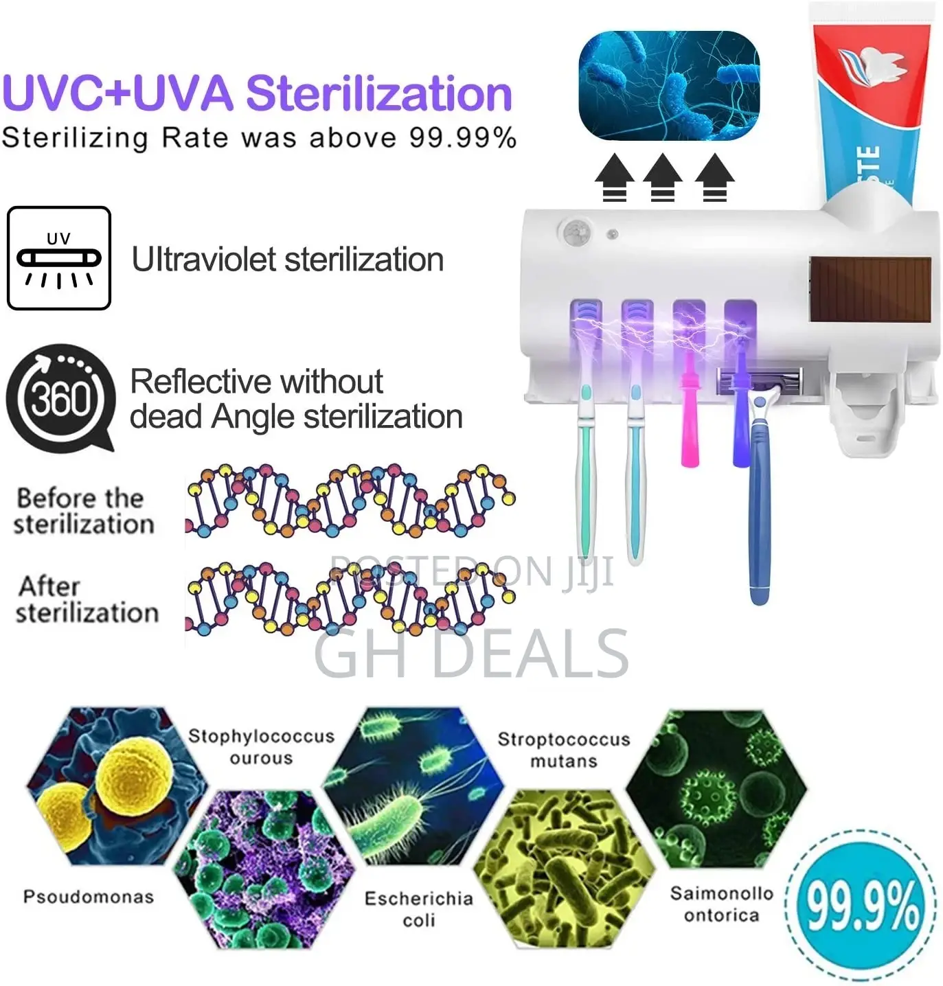 UV Sterilizer Toothbrush Holders Toothpaste Dispensers -
