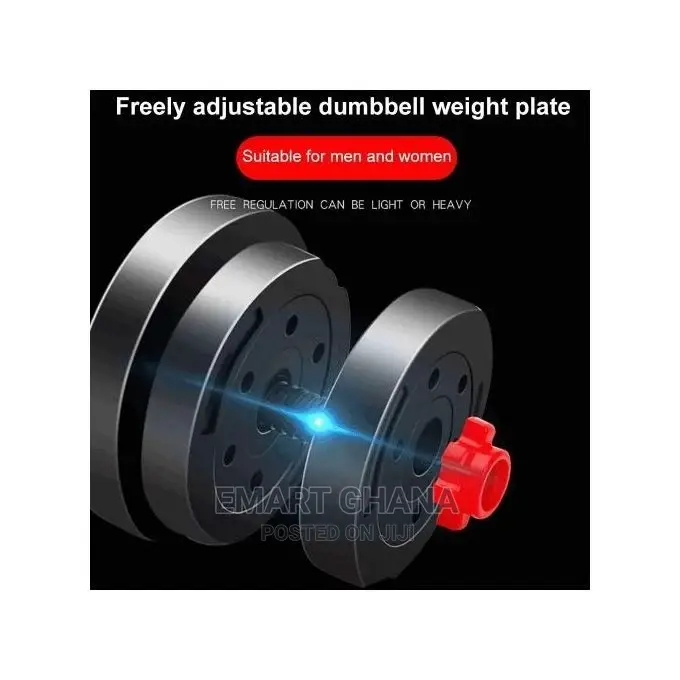 20KG Adjustable Gym Dumbbell Set + Free Barbell Rod - Black