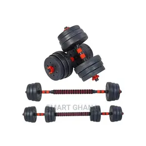 20KG Adjustable Gym Dumbbell Set + Free Barbell Rod - Black